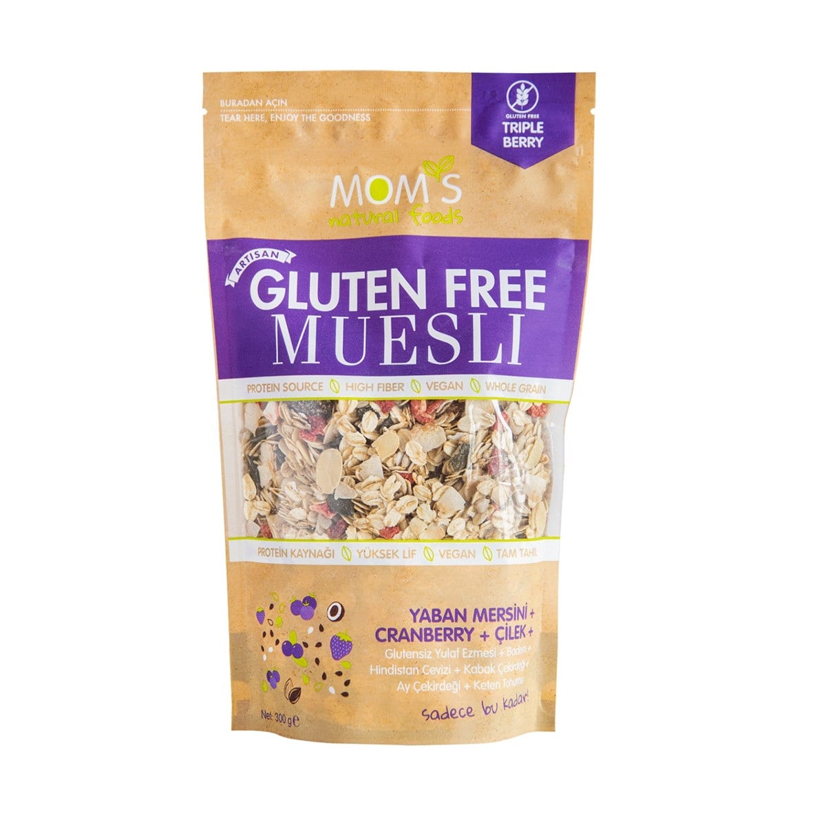 Glutensiz Yaban Mersini ve Çilekli Granola 300 gr