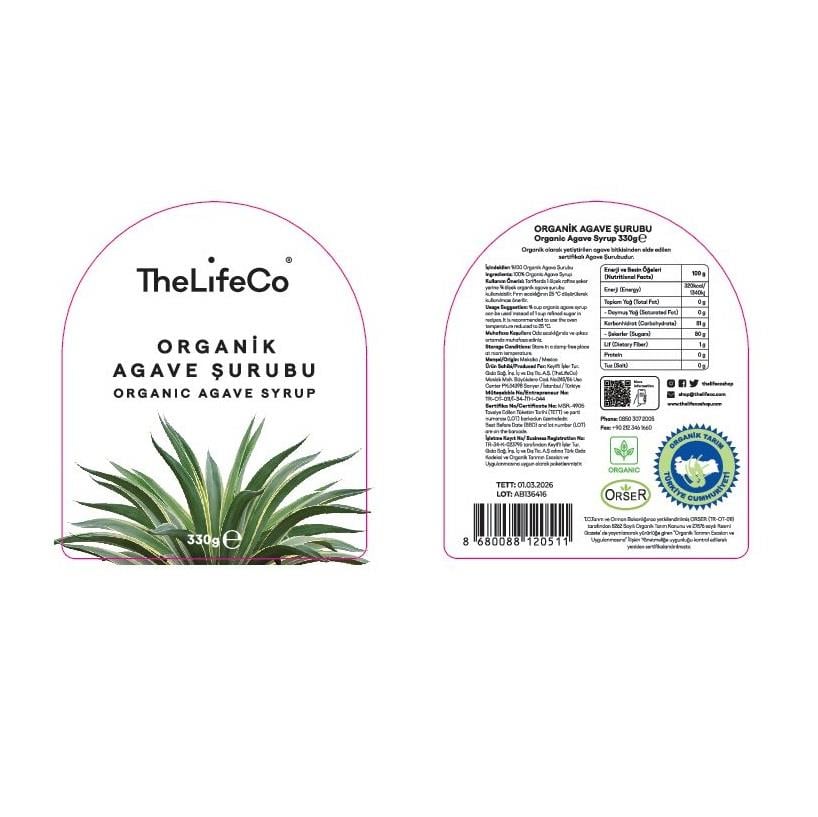 Organik Agave urubu 330gr