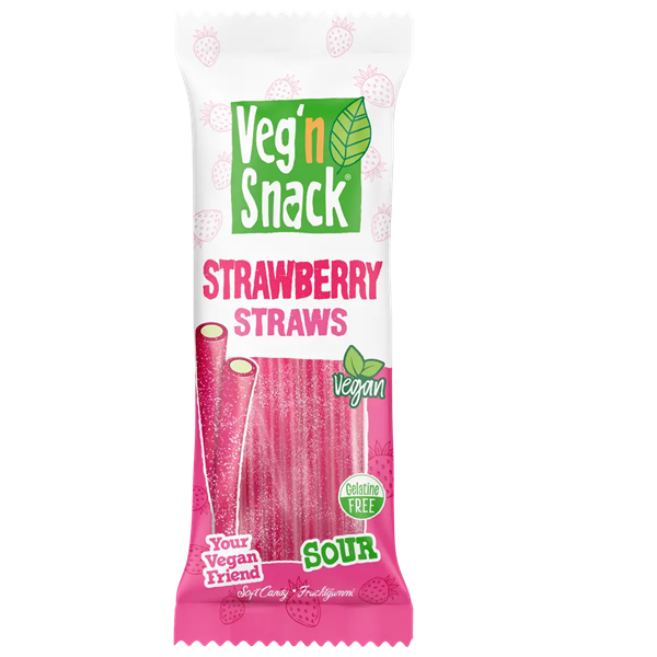 Veg'n Snack Çilek Aromalı Ekşi Yumuşak Şeker Çubukları 170gr