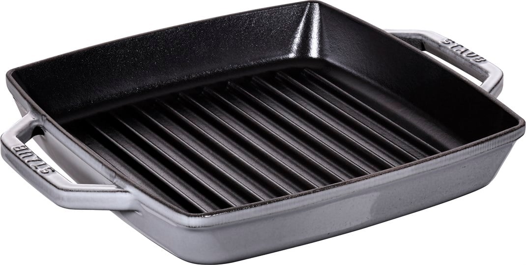 Staub Döküm Izgara Tava Çift Kulplu 23 x 23 cm Grafit Gri