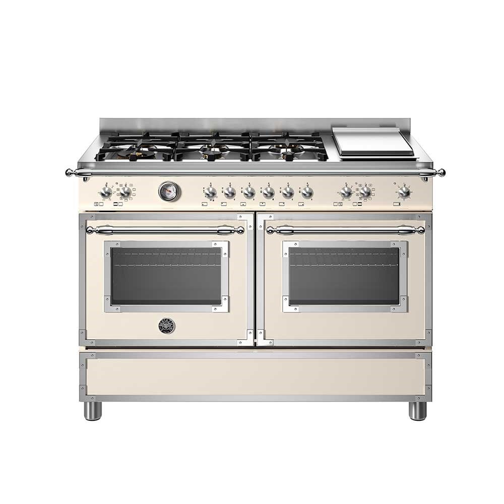 Bertazzoni HER126G2EAVT Gazlı Kuzine 6 Gözlü + Izgara, Çift Fırın 120 cm FildişiBertazzoni