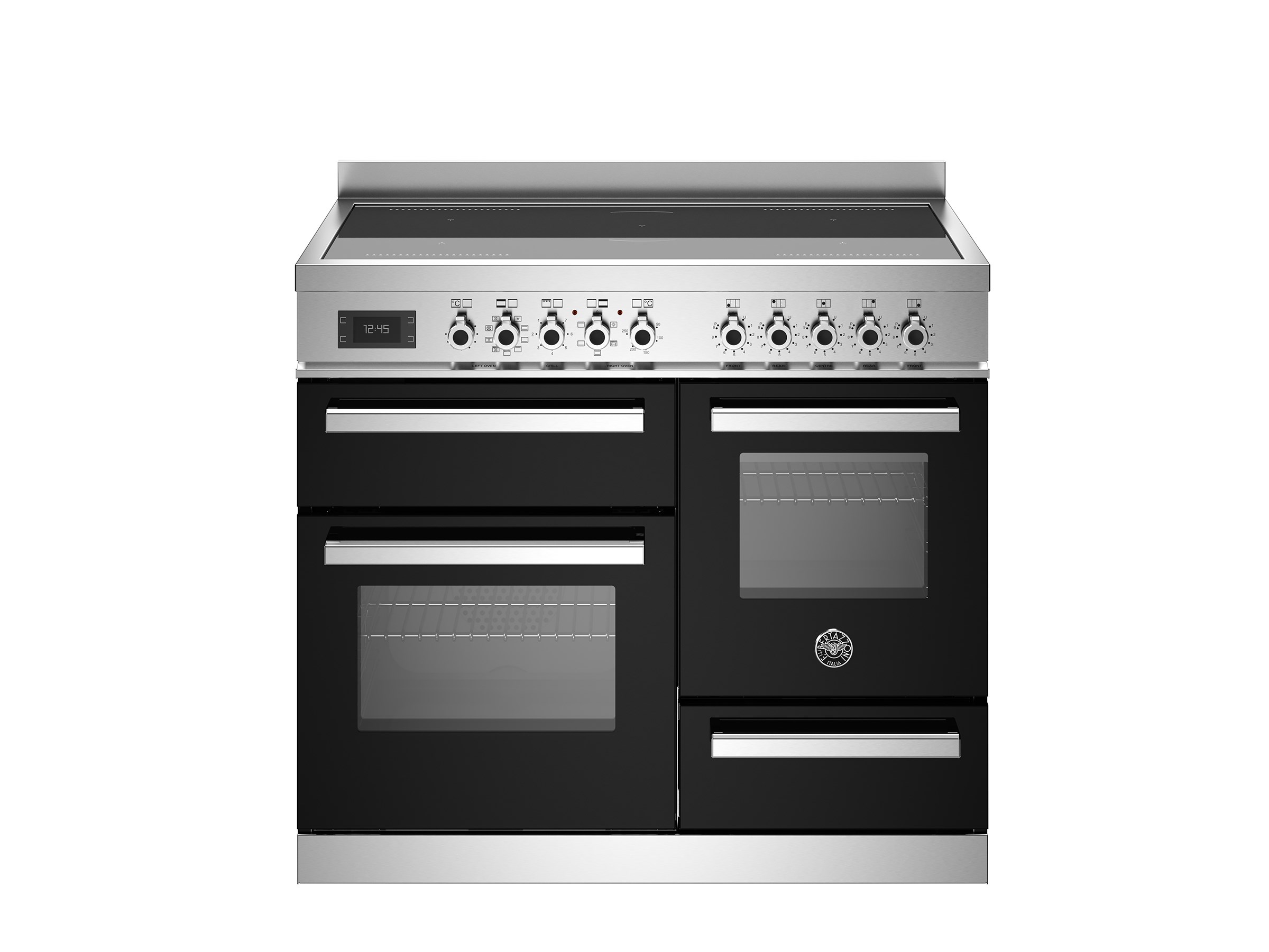 Bertazzoni PRO105I3ENET İndüksiyonlu Kuzine 5 Gözlü, Üçlü Fırın 100 cm SiyahBertazzoni