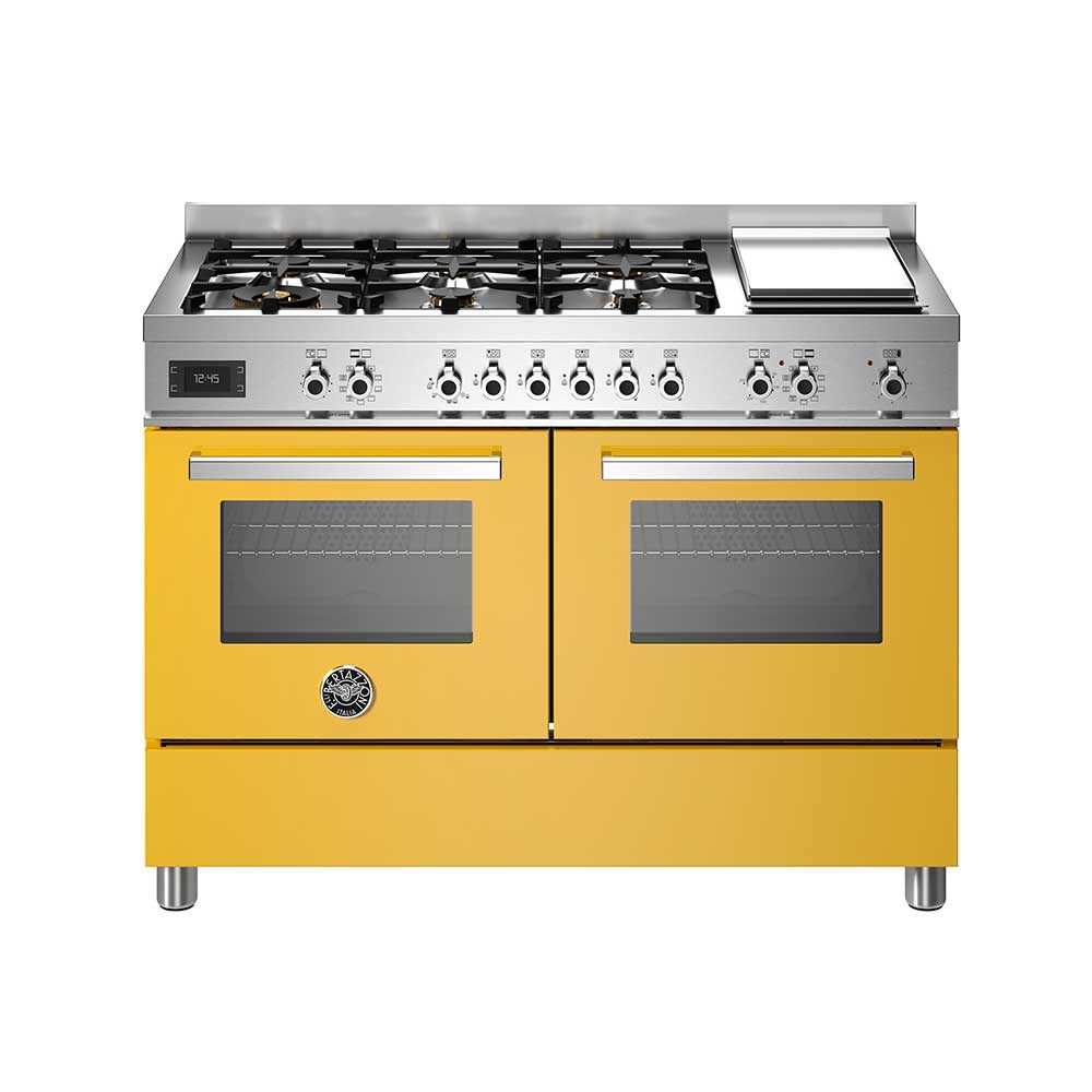Bertazzoni PRO126G2EGIT Gazlı Kuzine 6 Gözlü + Izgara, Çift Fırın 120 cm SarıBertazzoni