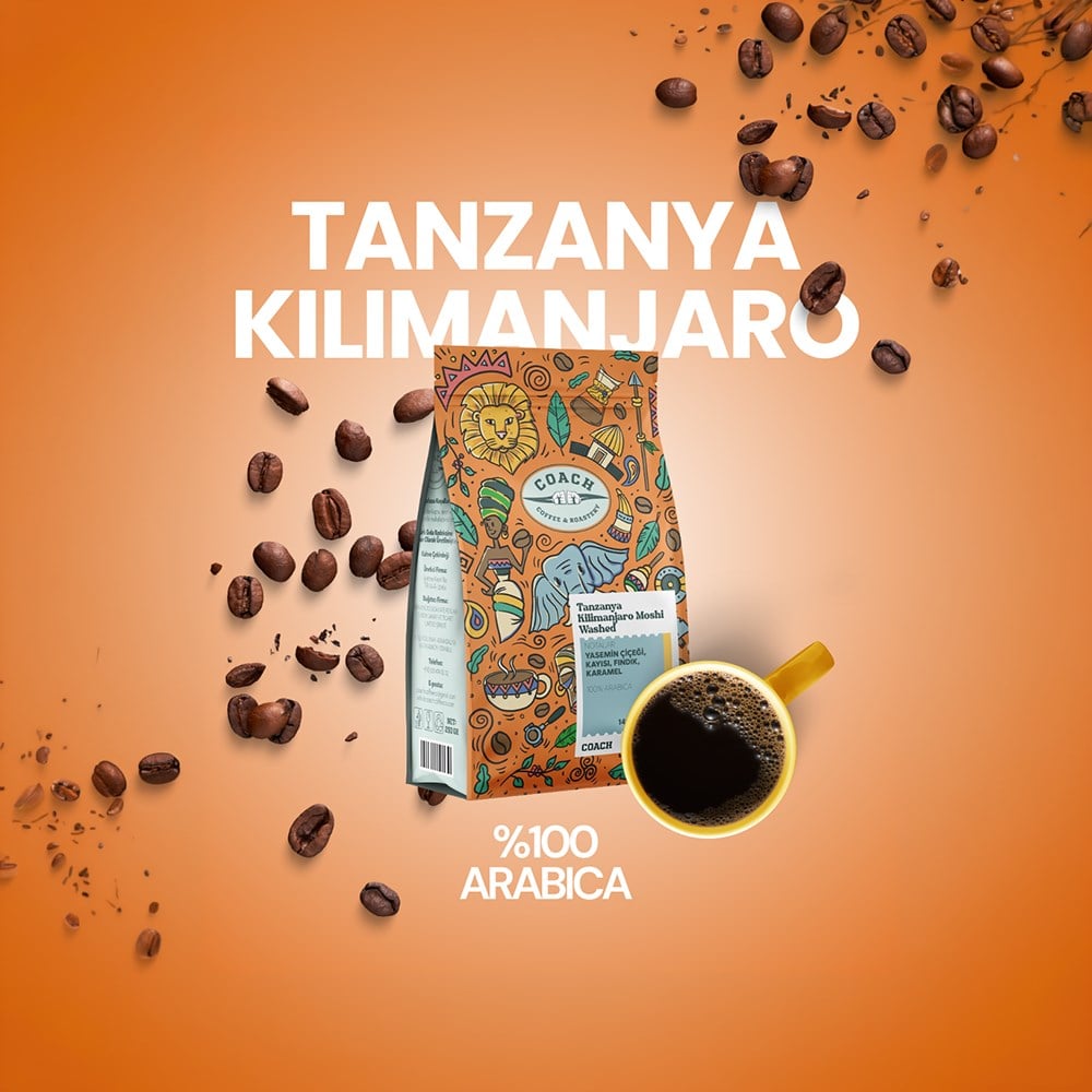 Coach Coffee Tanzanya Kilimanjaro Moshi Dark Yıkanmış Çekirdek Kahve 250 GrCoach Coffee