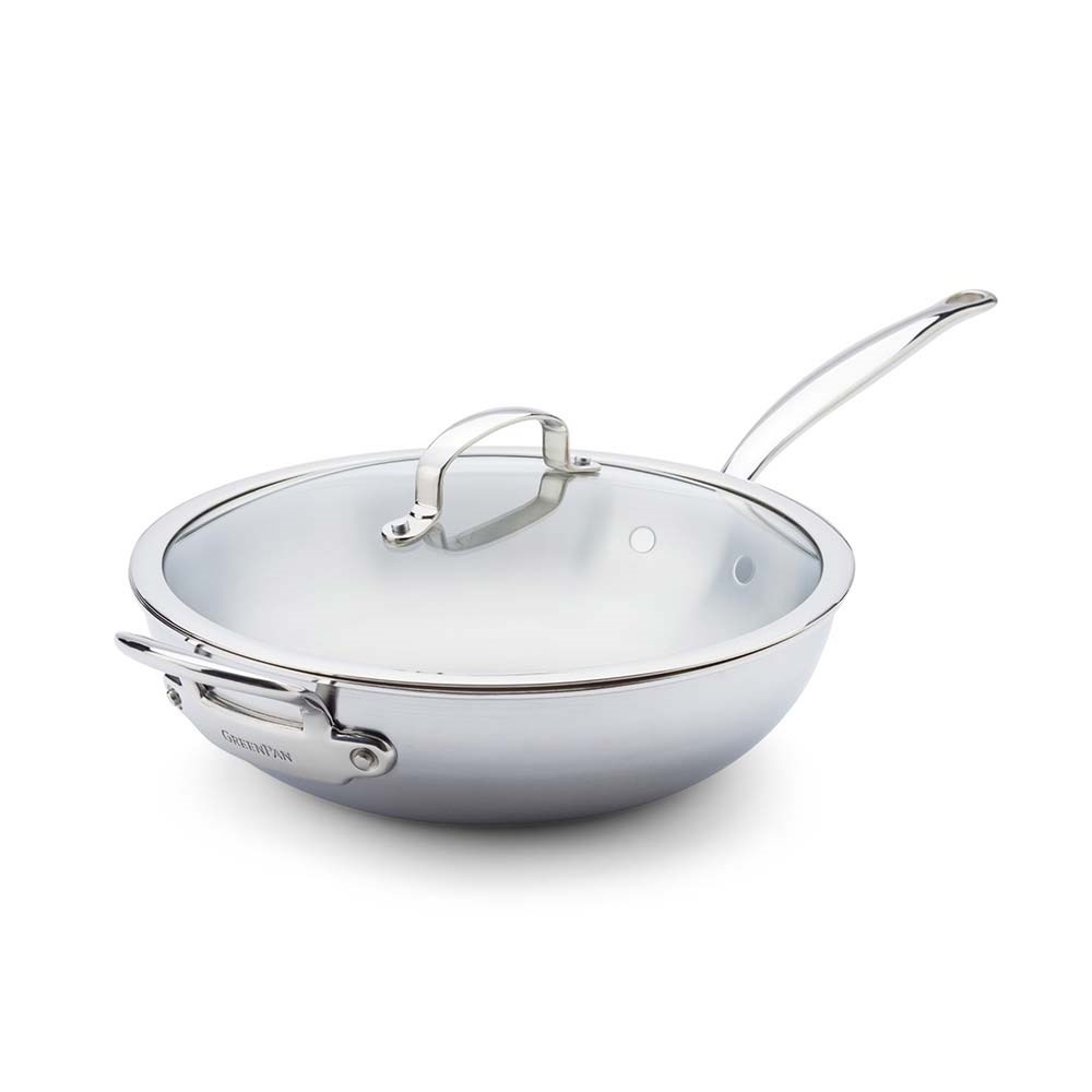 GreenPan Premiere Pro Cam Kapaklı Wok Tava 30 cm ÇelikGreenPan