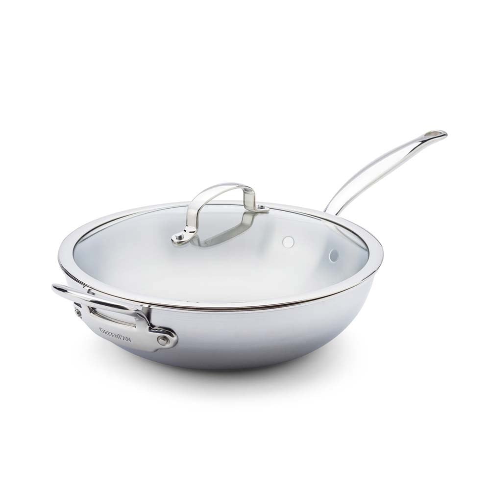 GreenPan Premiere Pro Cam Kapaklı Wok Tava 30 cm ÇelikGreenPan