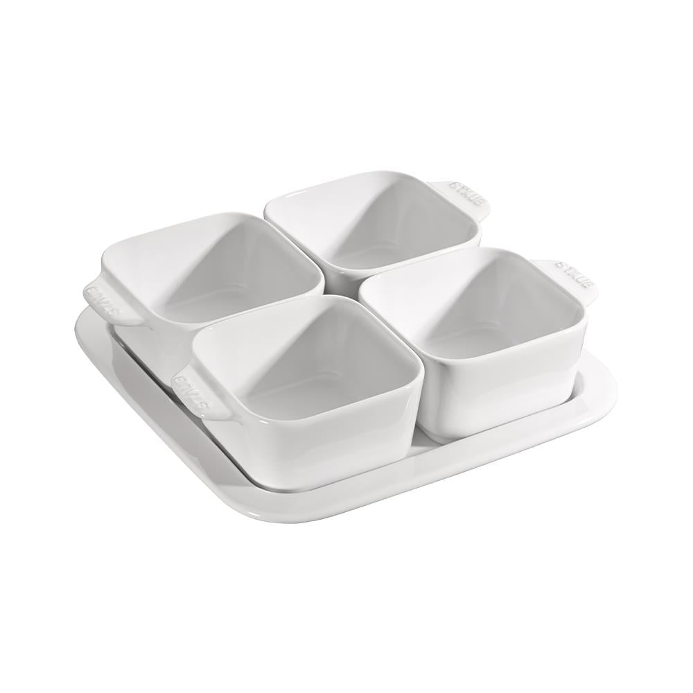 Staub 405115860 4 Bölmeli Seramik Kahvaltı Seti Kare BeyazStaub