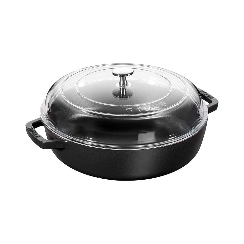 Staub B Cam Kapaklı Döküm Tencere 26 cm SiyahStaub