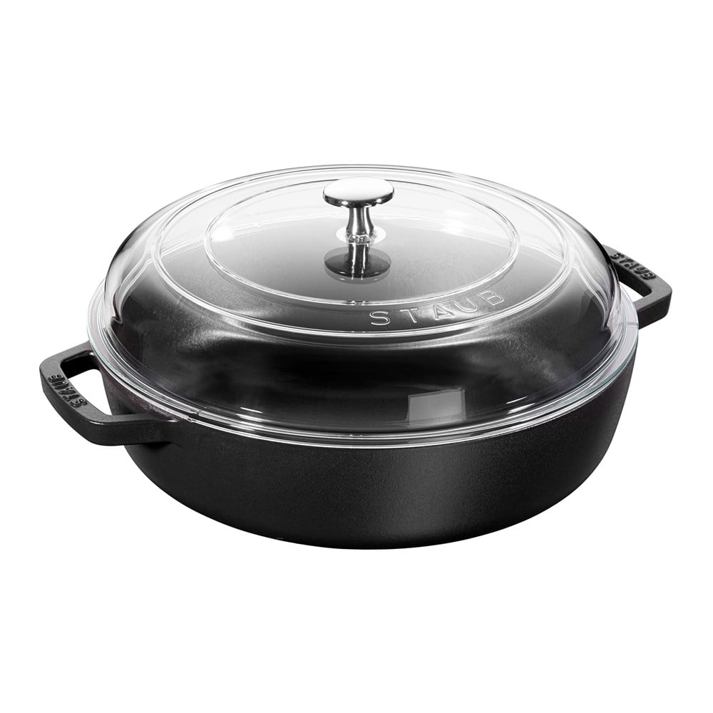 Staub B Cam Kapaklı Döküm Tencere 28 cm SiyahStaub