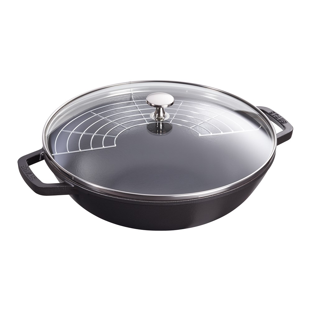 Staub B Cam Kapaklı Döküm Tencere 30 cm SiyahStaub