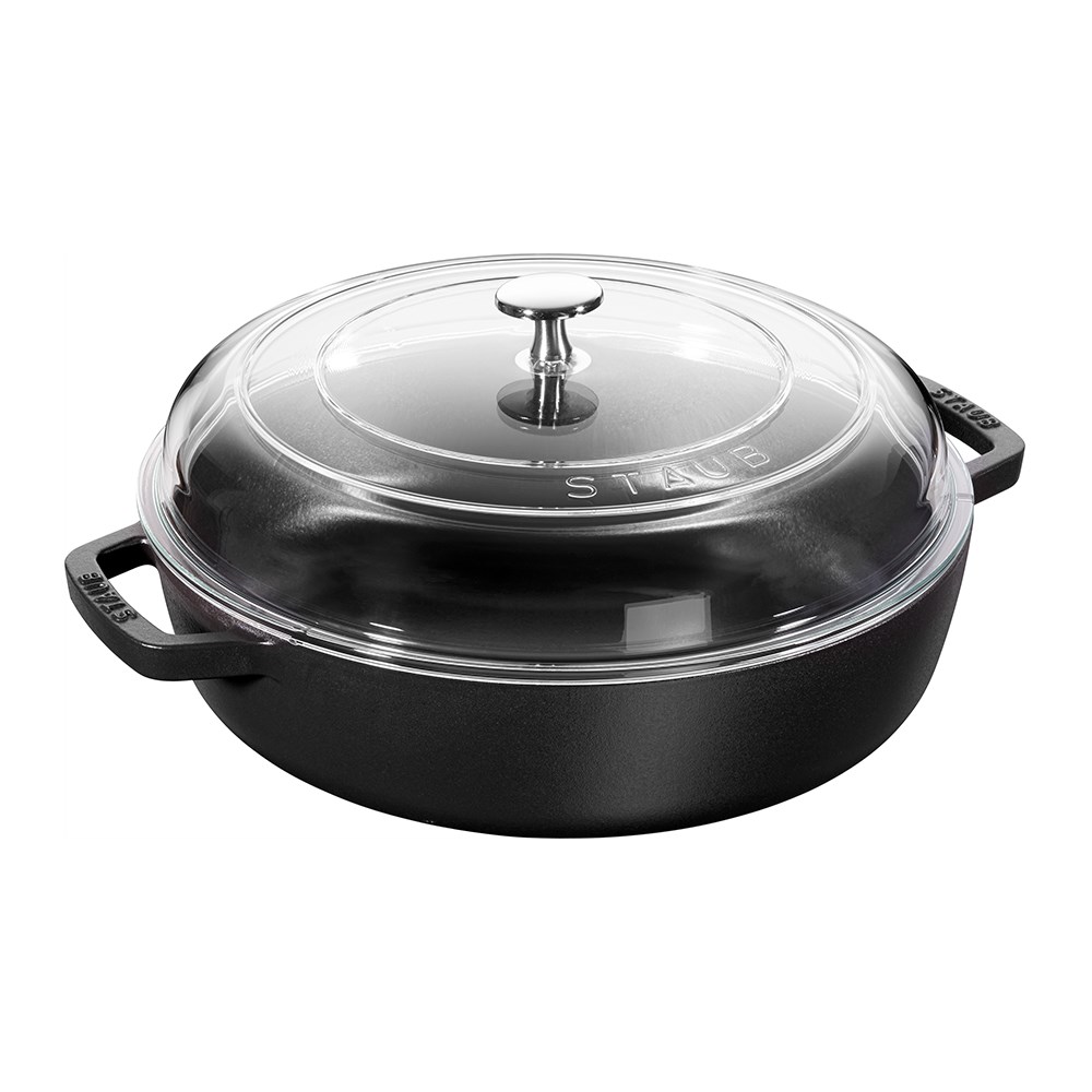 Staub Cam Kapaklı Döküm Tencere 28 cm SiyahStaub