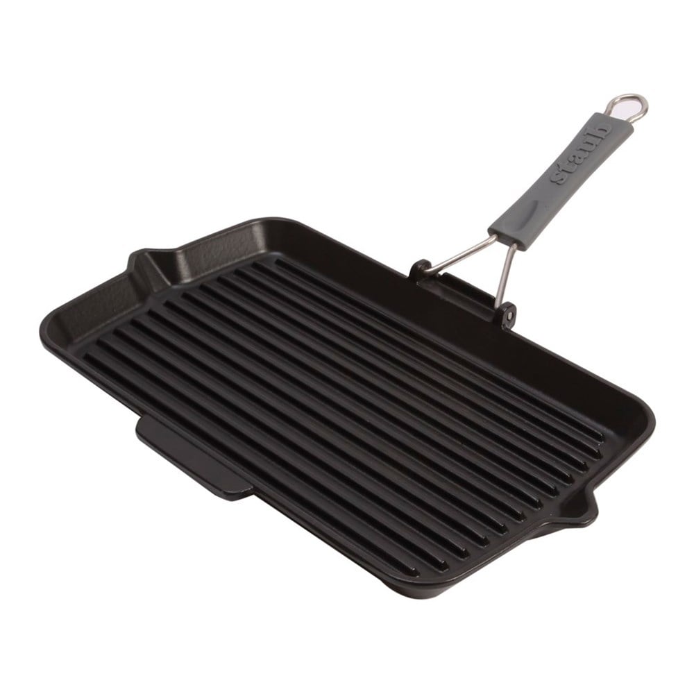 Staub Döküm Izgara Tava Katlanır Saplı 34 x 21 cm SiyahStaub