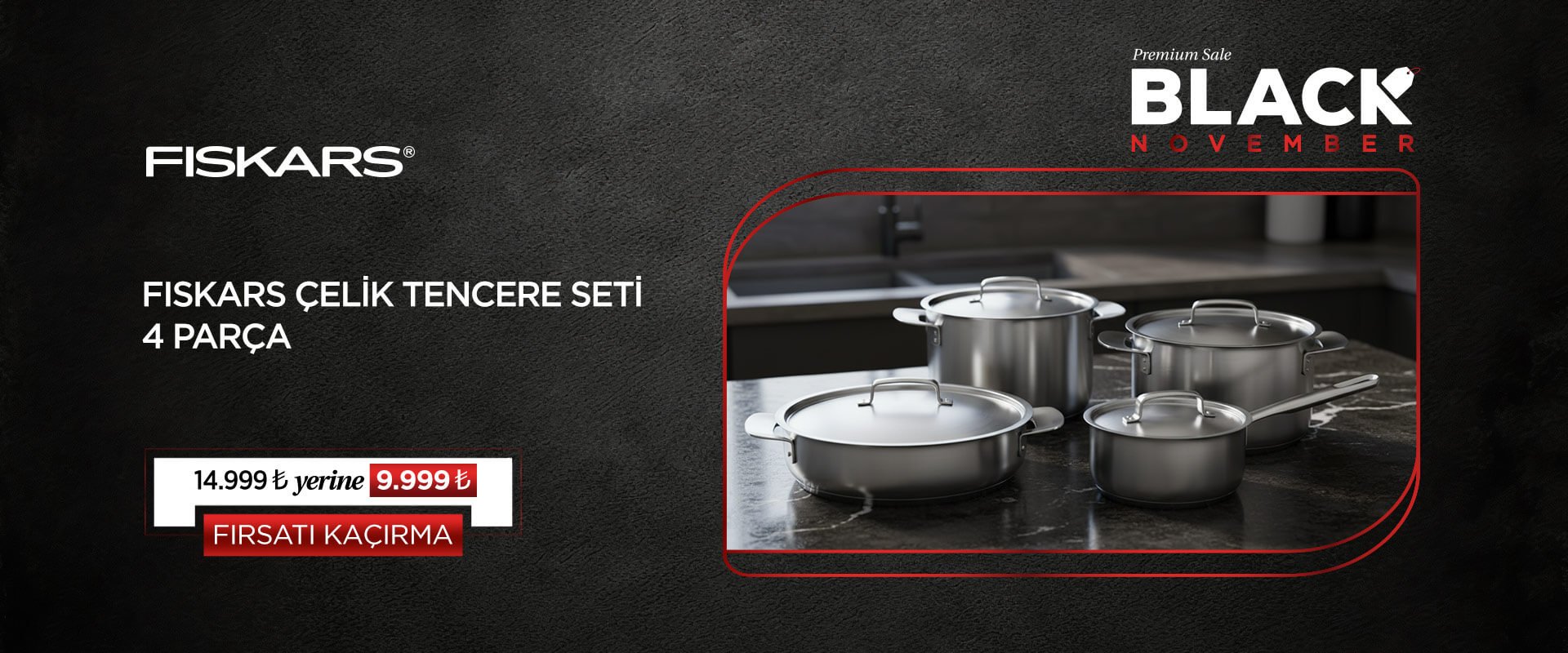 Fiskars Çelik Tencere Seti 4 Parça