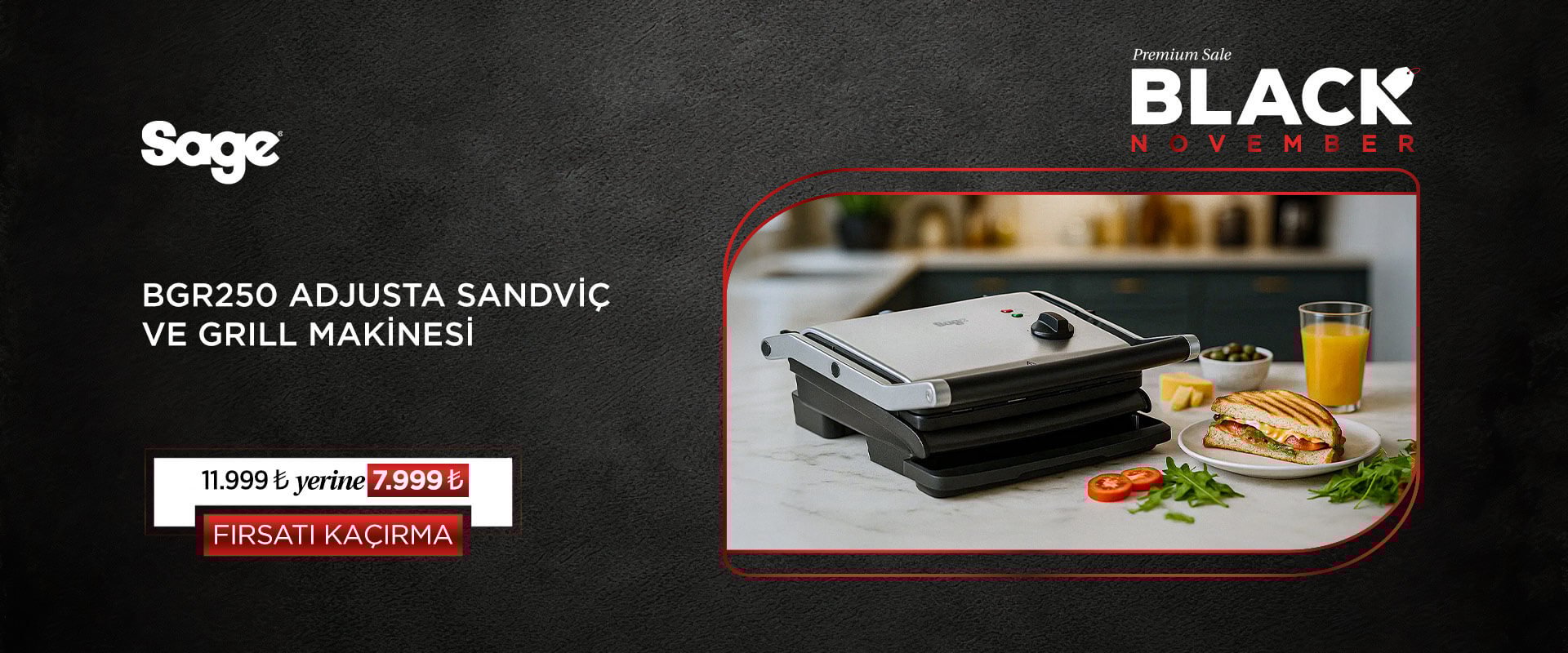 Sage BGR250 The Adjusta Grill & Press™ Izgara ve Tost Makinesi