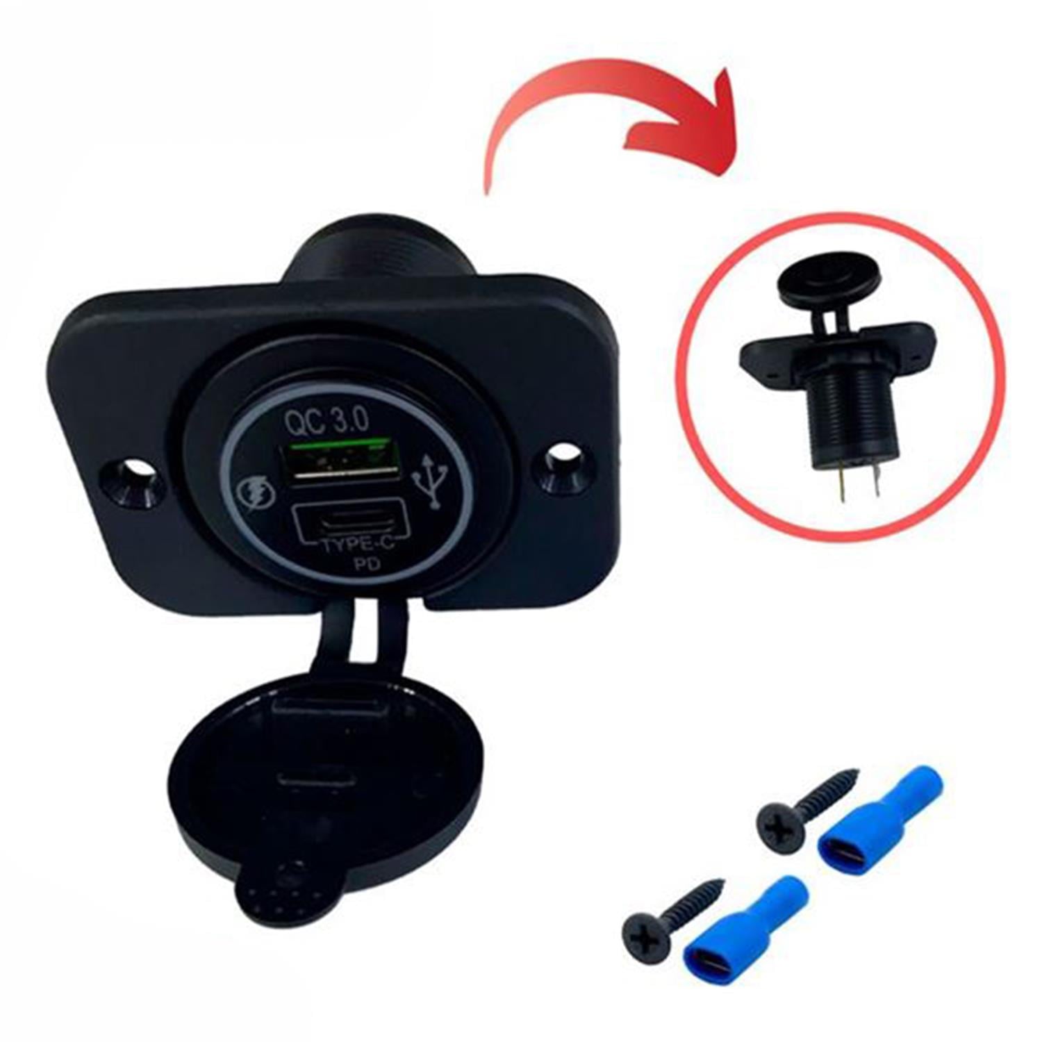 9-30V Marin Tipi Dişi Soket Yüzeye Monte Type C PD + 3.0 QC USB