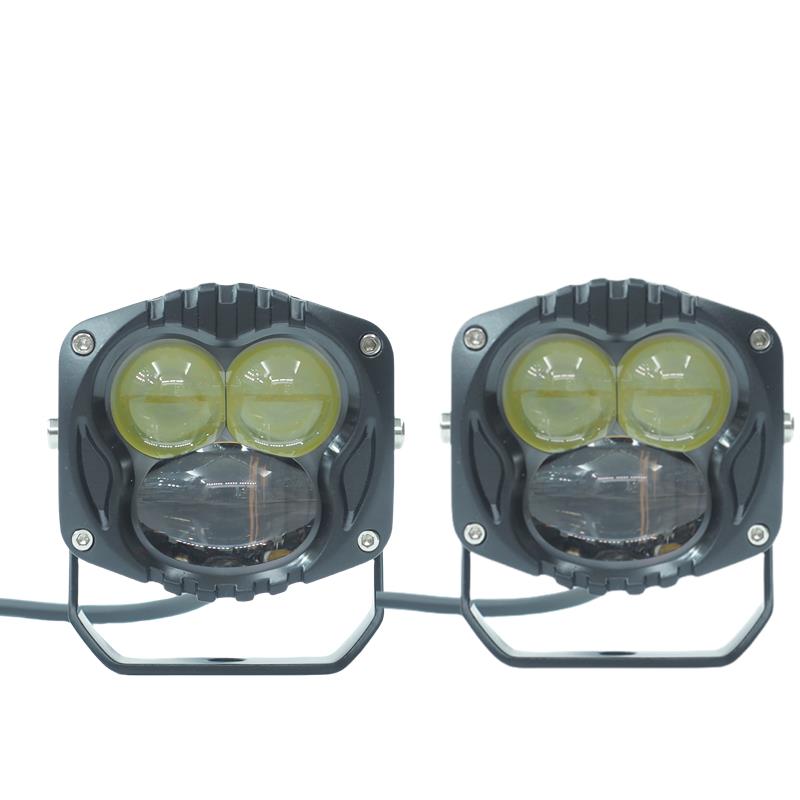 Offroad sis lambası sarı-beyaz  set siyah çerçeve 7.3 x 6.8 x 6.8 cm 12-30v /  LASS369