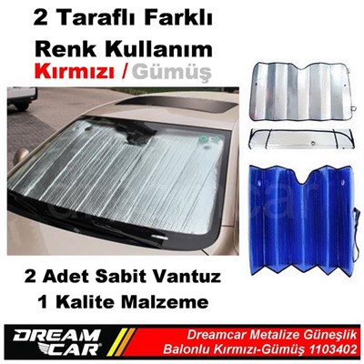 Dreamcar Kırmızı-Gümüş 1. Kalite Metalize Güneşlik Balonlu 60X130 Cm 1103402