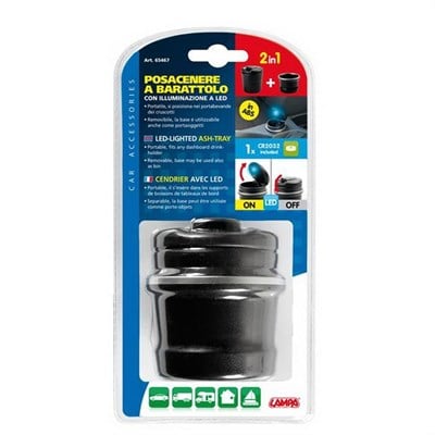 Lampa Çift Hazneli Mavi Led Işıklı Küllük 65467