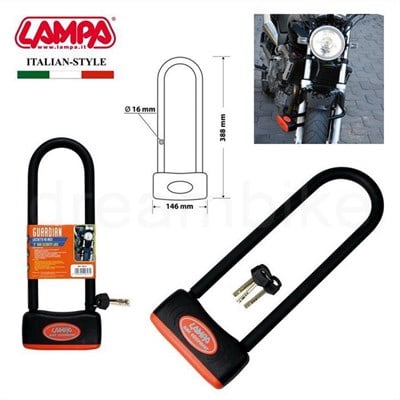 Lampa Guardian U Tipi Çelik Motosiklet Kilidi 18mm 90623