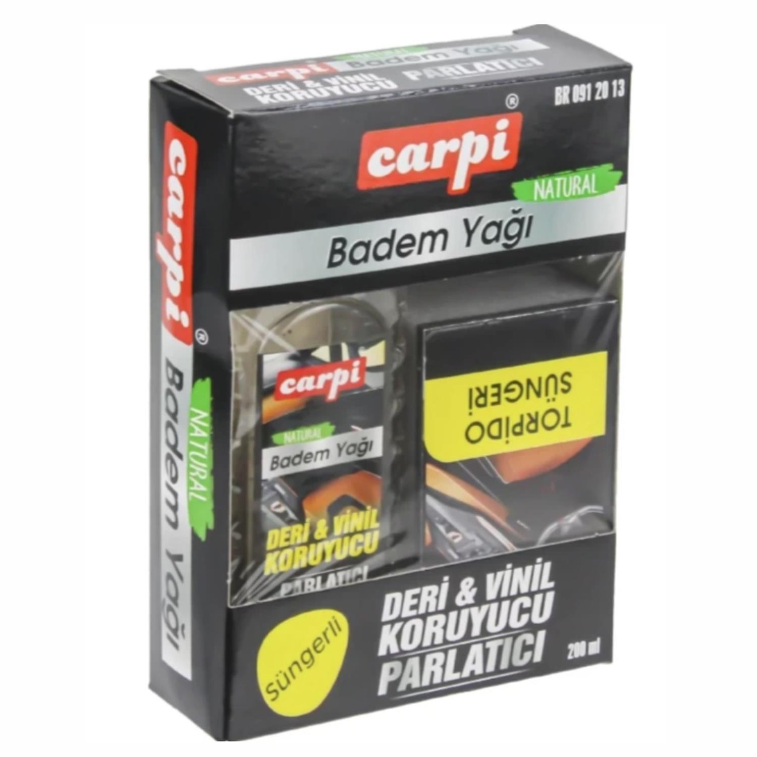 Carpi Badem Yağı Deri&Vinil Koruyucu, Parlatıcı Süngerli 200 Ml. Türk Malı 0912013
