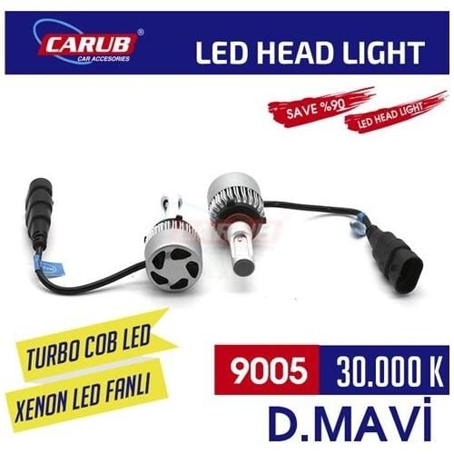 Carub 9005 Süper Deli Mavi Yeni Nesil Metal Turbo Led Xenon Ampul Seti 0411105