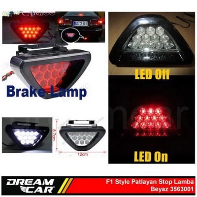 Dreamcar F1 Style Beyaz Flash Patlayan Stop Lamba 12 Led 3563001