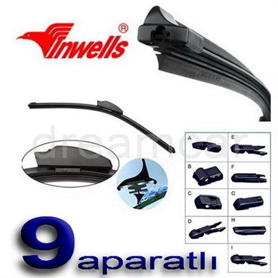 Inwells Araca Özel 9 Aparatlı 53 cm. Muz Tipi Yeni Nesil Silecek