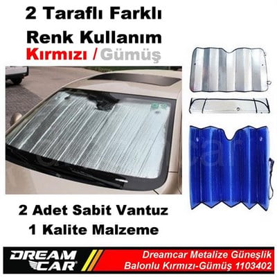 Dreamcar Kırmızı-Gümüş 1. Kalite Metalize Güneşlik Balonlu 60X130 Cm 1103402