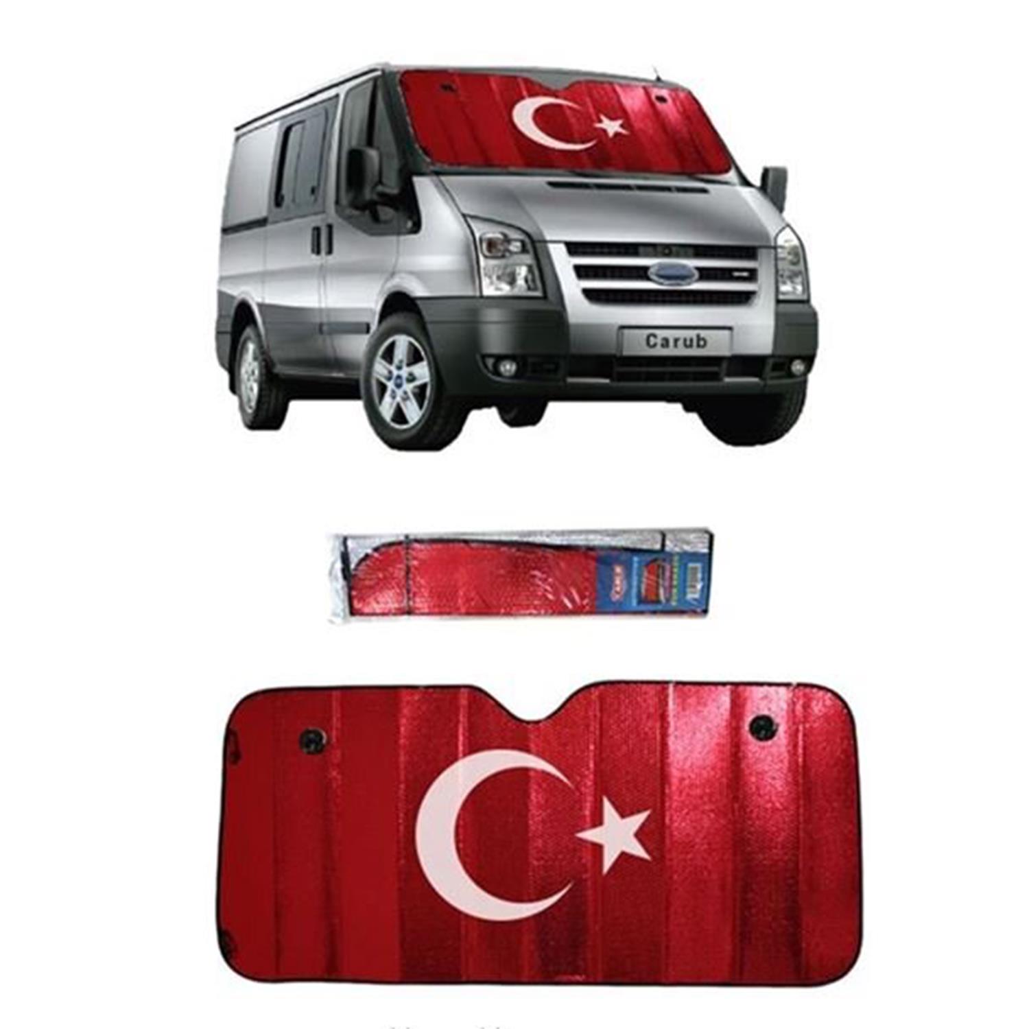 Dreamcar Türk Bayraklı 70x145cm 1. Kalite Metalize Güneşlik Balonlu