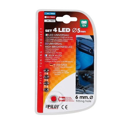 Lampa Kit 4 LED Incasso Blu - 5mm, 12V, Per Interni Ed Esterni, Alta Luminosità