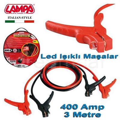 Lampa 400A 3 metre Led Işıklı Takviye Kablosu 12V 70120