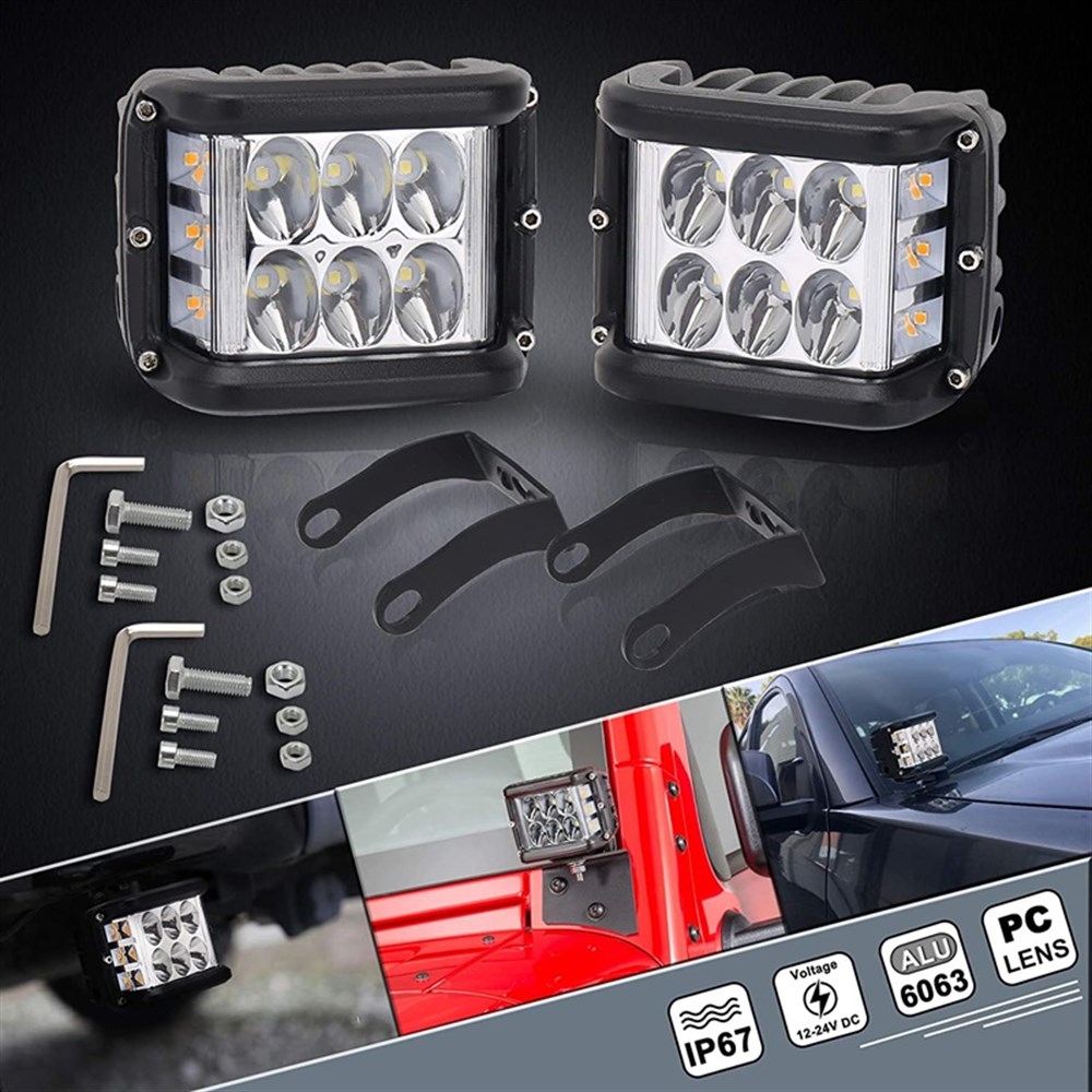 Offroad sis lambası beyaz-kırmızı-mavi 12 Led 36W çift / LASS319-1