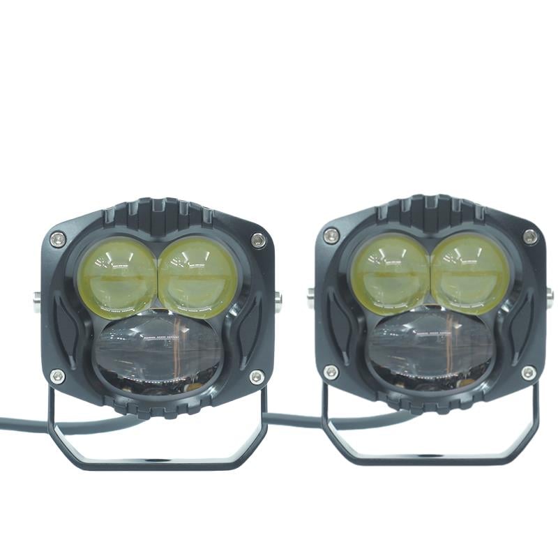 Offroad sis lambası sarı-beyaz  set siyah çerçeve 7.3 x 6.8 x 6.8 cm 12-30v /  LASS369