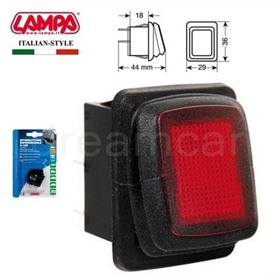 Pilot Kırmızı Ledli Anahtar Düğmesi Su Geçirmez 12/24V 45532