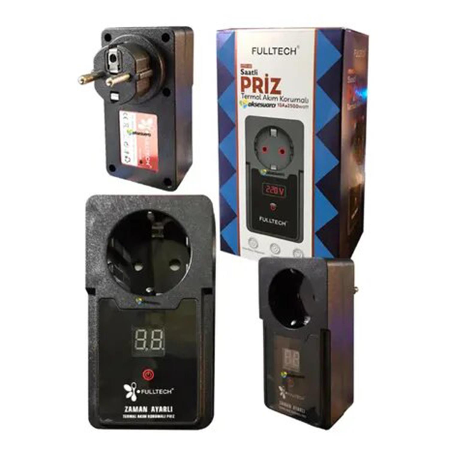 Termal Akım Korumalı Zaman AyarlıPriz 2500W 10A Isıya Karşı Dayanıklı FTR-10