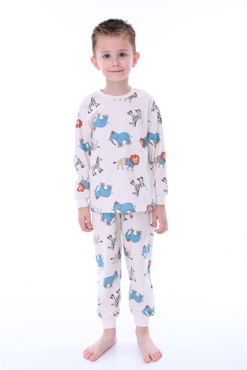 Safari Desenli Pamuklu Çocuk Pijama Takımı