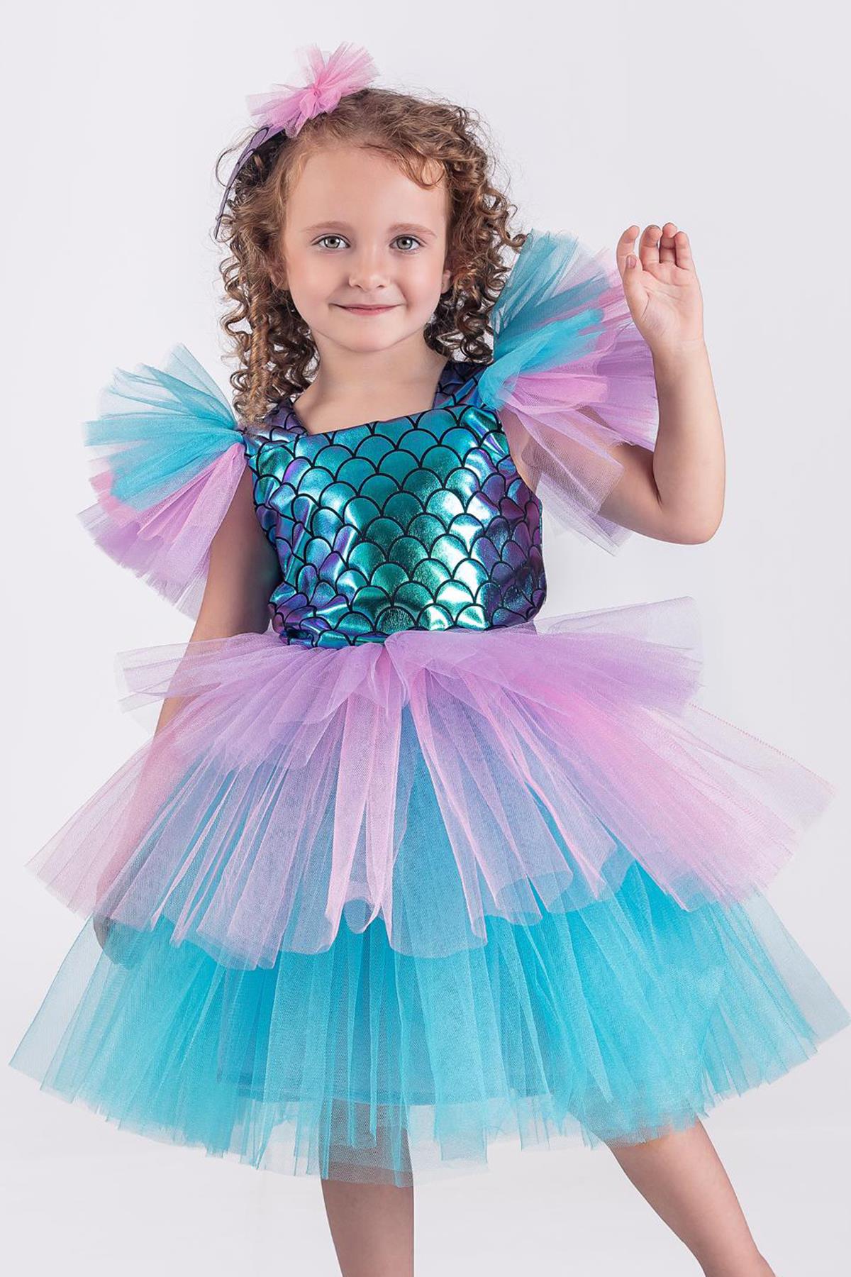 Tütü Etekli Deniz Kızı Doğum Günü Elbisesi