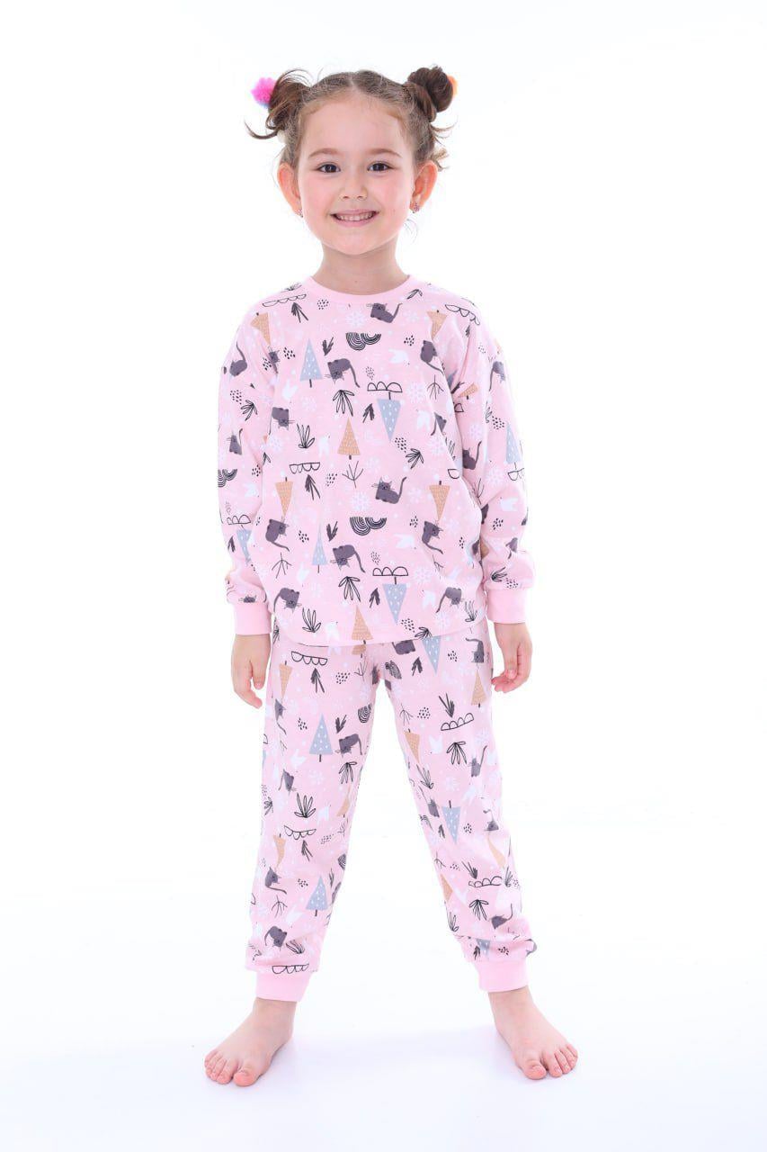  %100 Pamuk Kedicik Desenli Çocuk Pijama Takımı