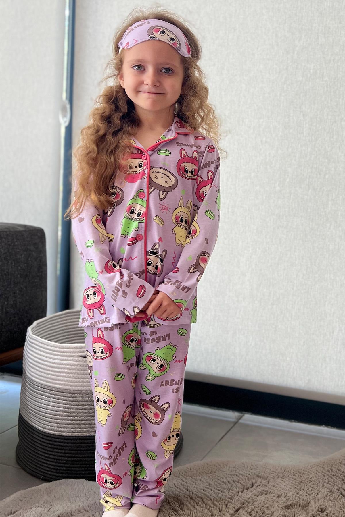 Labubu Desenli Kız Çocuk Pijama Takımı