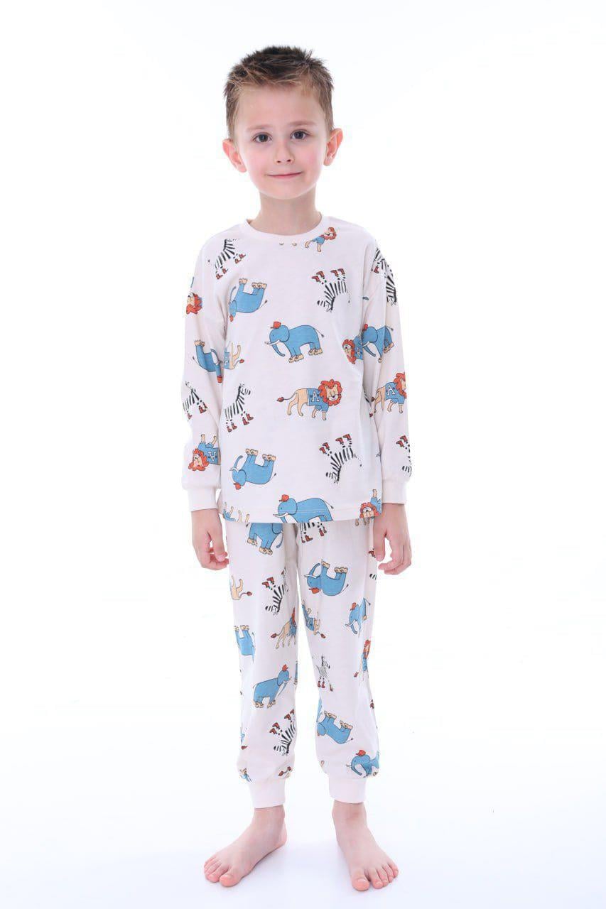 Safari Desenli Pamuklu Çocuk Pijama Takımı