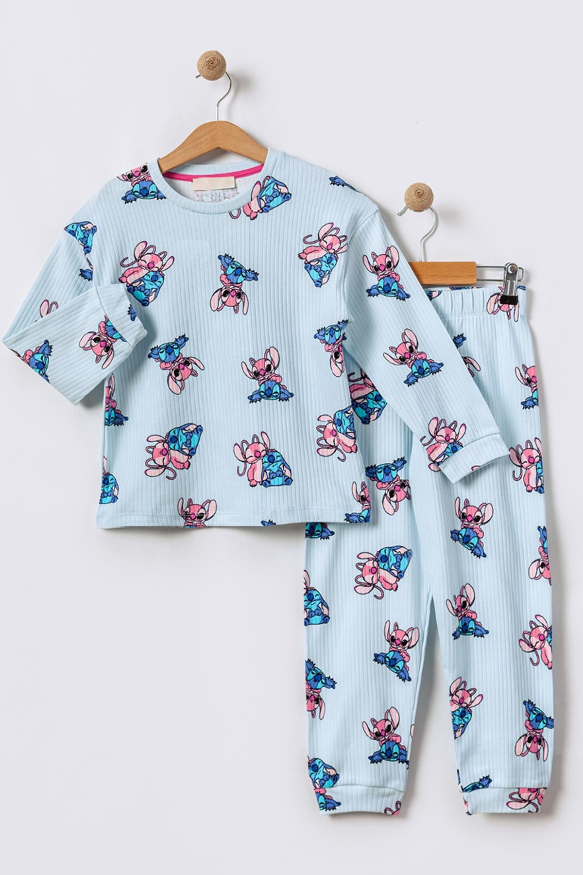 Stitch %100 Pamuk Çocuk Pijama Takımı - Mavi