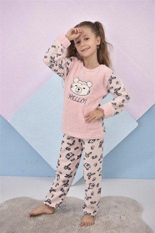 Ayıcık Figürlü Polar Kız Çocuk Pijama Takımı