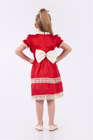 Dantel Motifli Vintage Kız Çocuk Elbisesi