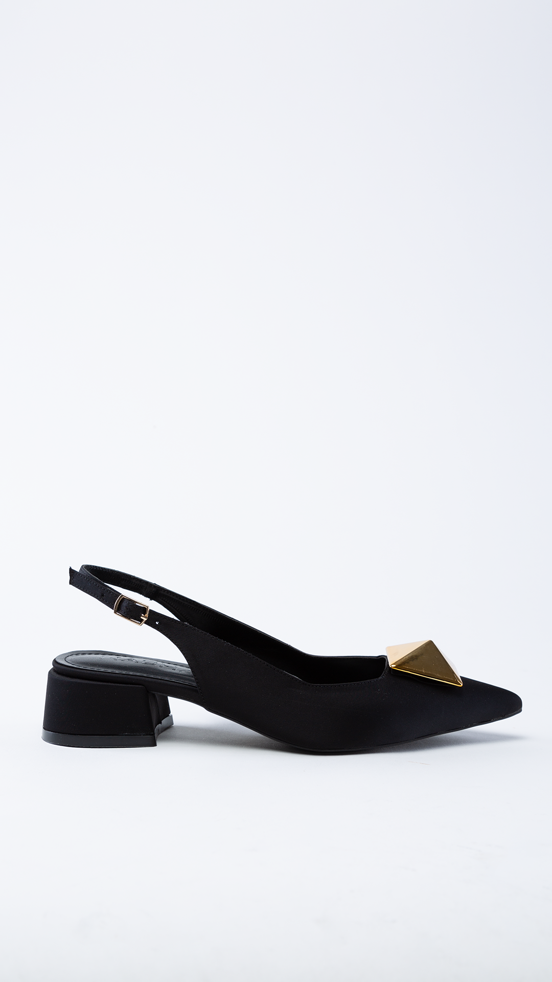 Eldon Siyah Saten Tokalı Arkası Açık Topuklu Ayakkabı