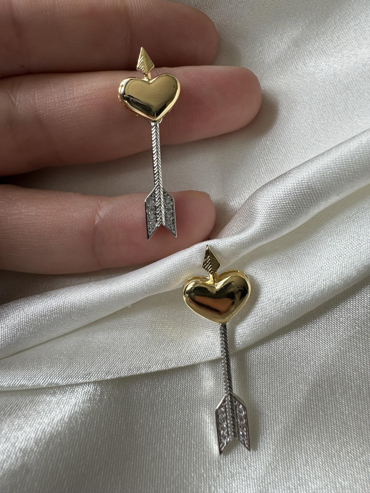 Oklu Kalpli Gümüş Vip Küpe