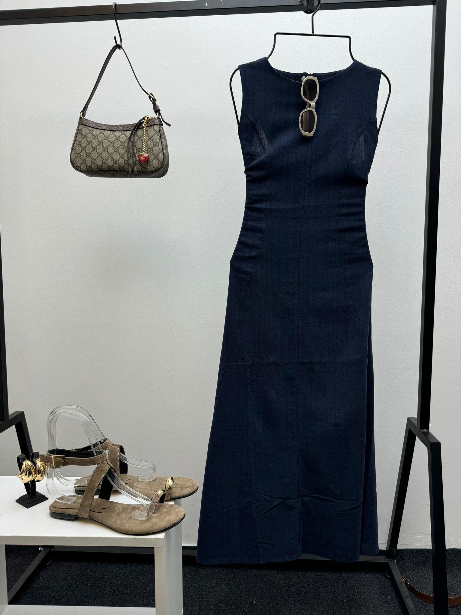 MAXİ LACİVERT ELBİSE