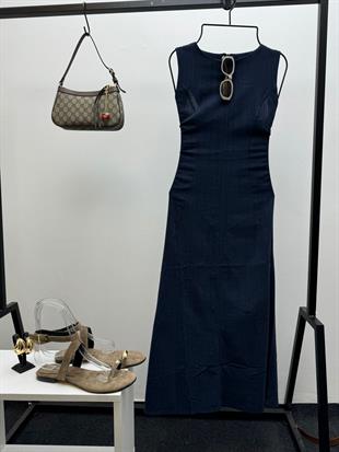 MAXİ LACİVERT ELBİSE