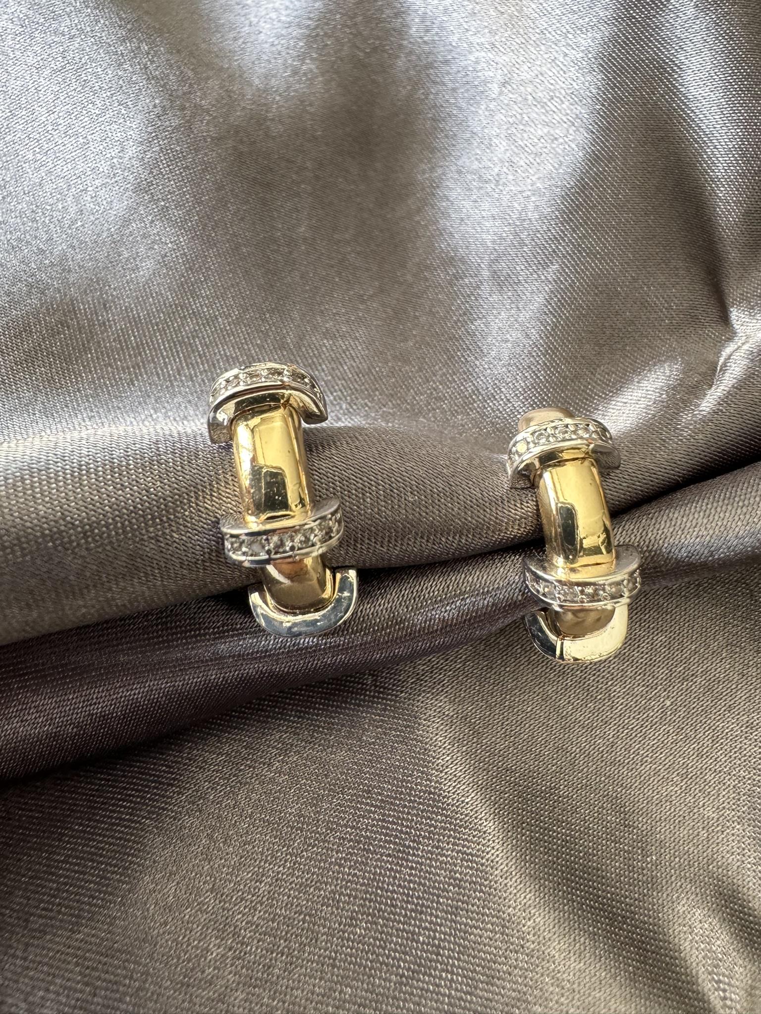 Halka Taşlı Gold Küpe