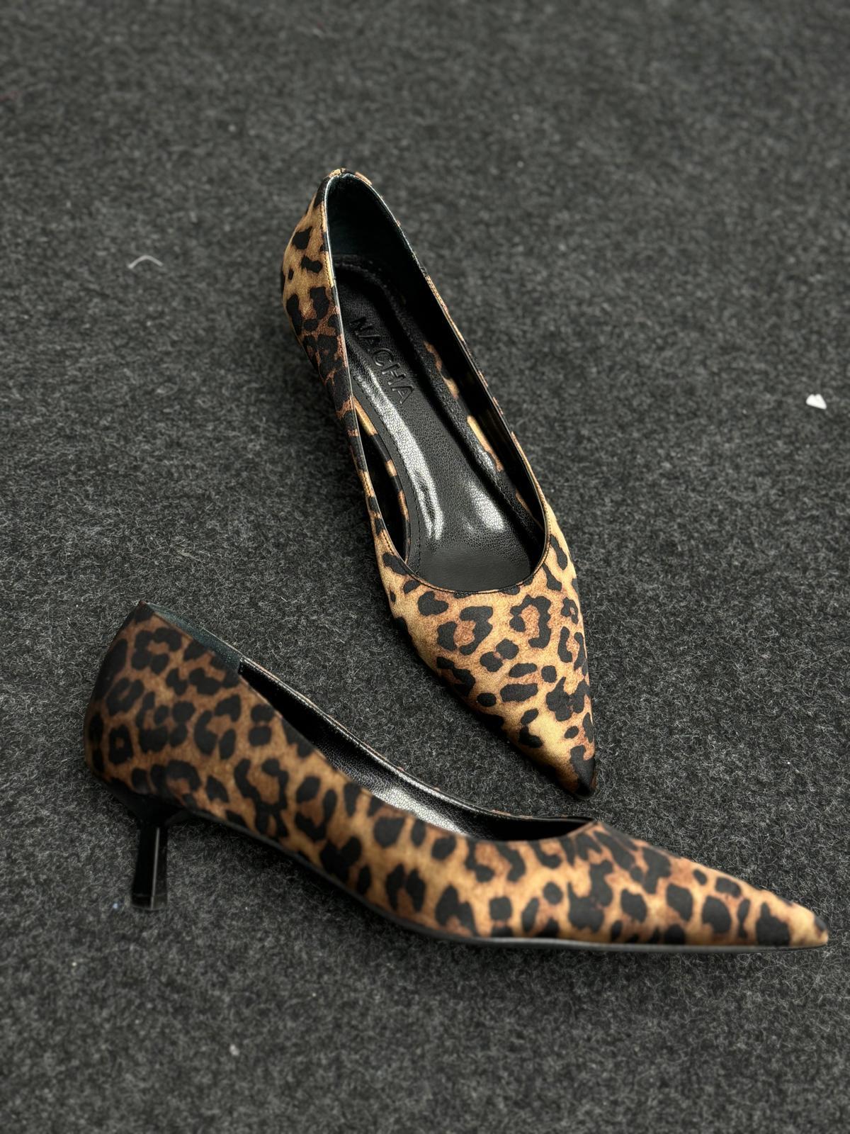 Zoe Leopar Kısa Topuklu Stiletto