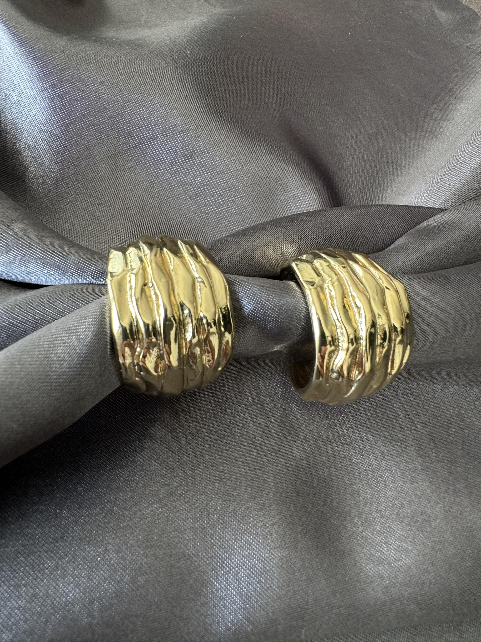 Kalın Halka Vintage Gold Küpe